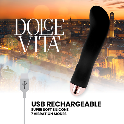 DOLCE VITA - VIBRATEUR RECHARGEABLE DEUX NOIR 7 VITESSES