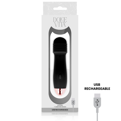 DOLCE VITA - VIBRATEUR RECHARGEABLE TROIS NOIR 7 VITESSES