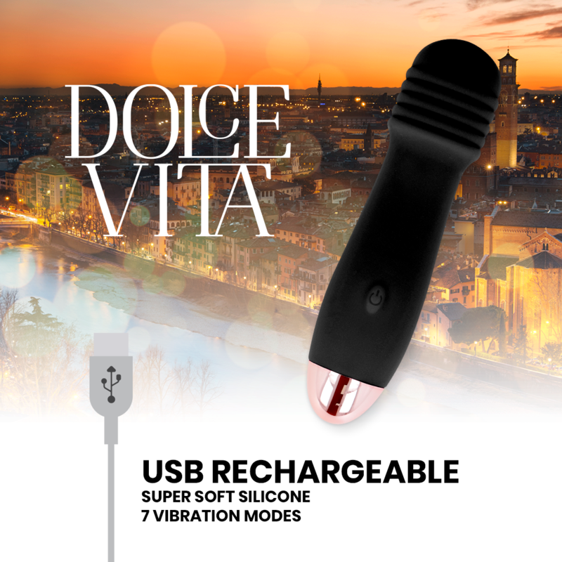 DOLCE VITA - VIBRATEUR RECHARGEABLE TROIS NOIR 7 VITESSES