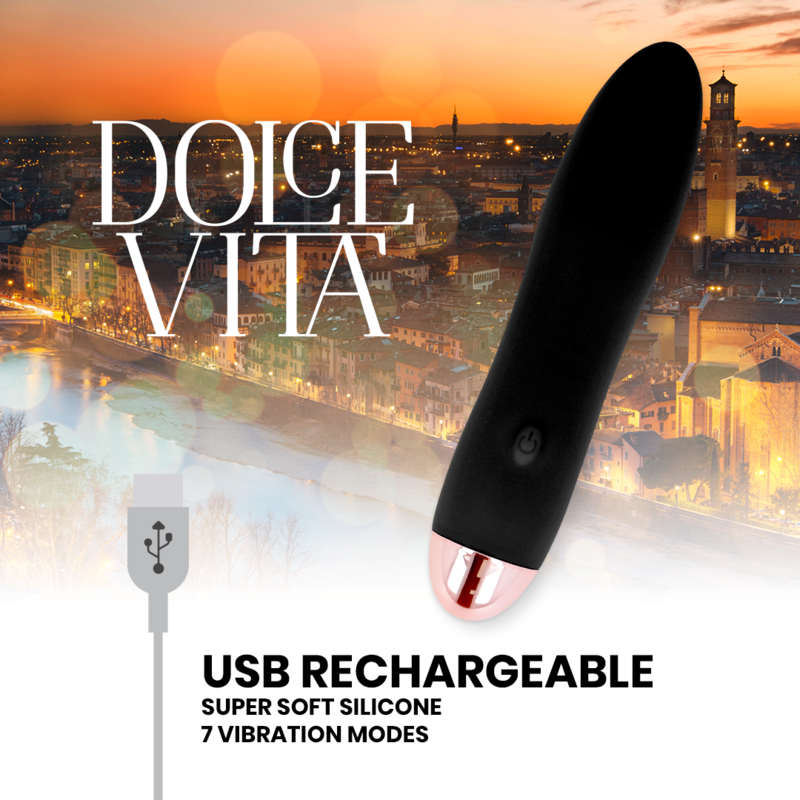 DOLCE VITA - VIBRATEUR RECHARGEABLE QUATRE NOIR 7 VITESSES