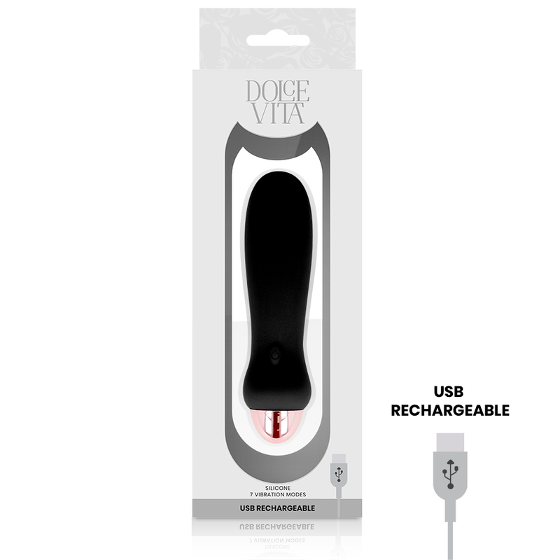 DOLCE VITA - VIBRATEUR RECHARGEABLE CINQ NOIR 7 VITESSES