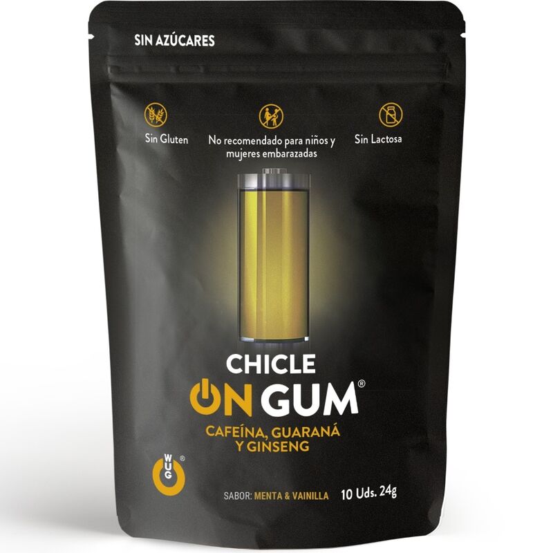 WUG GUM - ON CAFFEINE, GINSENG AND GUARANA GUM 10 UNITS