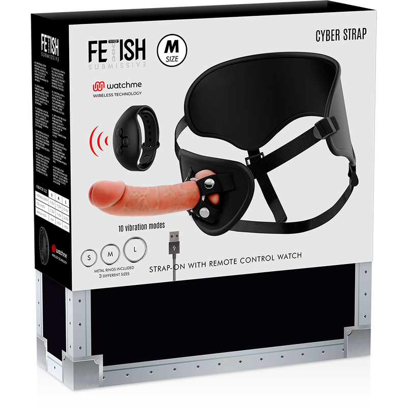 FETISH SUBMISSIVE CYBER STRAP - HARNAIS AVEC TÉLÉCOMMANDE DILDO WATCHME M TECHNOLOGIE