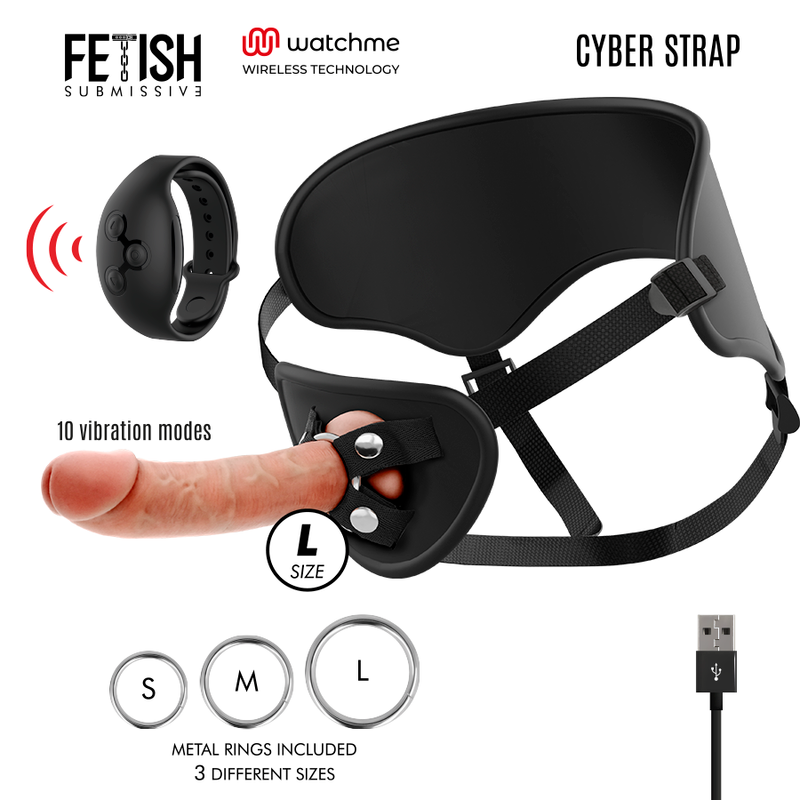 FETISH SUBMISSIVE CYBER STRAP - HARNAIS AVEC TÉLÉCOMMANDE DILDO WATCHME L TECHNOLOGIE