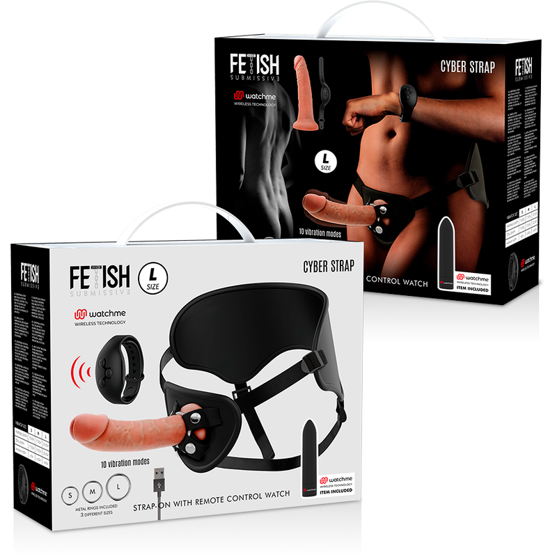 FETISH SUBMISSIVE CYBER STRAP - HARNAIS AVEC GODE ET TÉLÉCOMMANDE BULLET TECHNOLOGIE WATCHME L