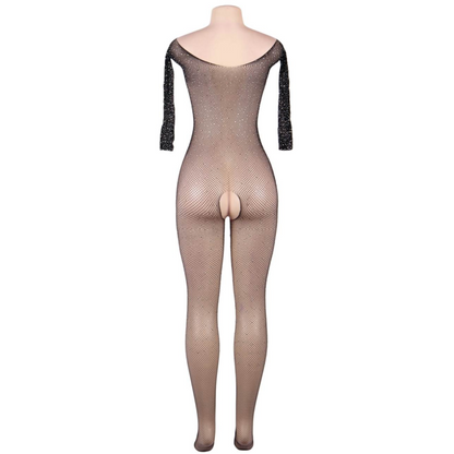 QUEEN LINGERIE - BODYSTOCKING MANCHES LONGUES AVEC DIAMANTS S/L