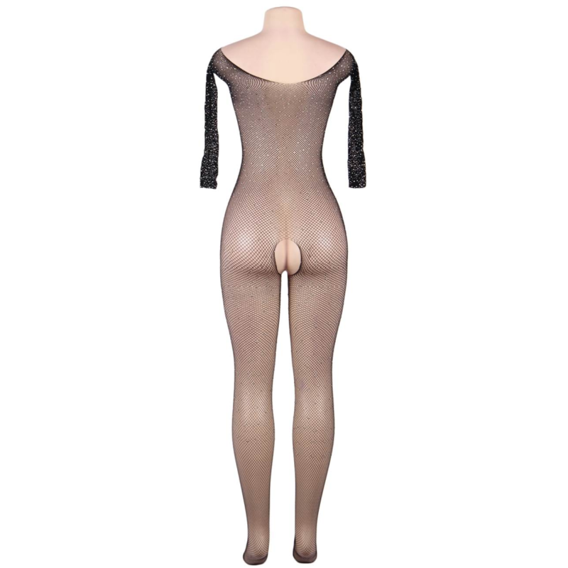 QUEEN LINGERIE - BODYSTOCKING MANCHES LONGUES AVEC DIAMANTS S/L