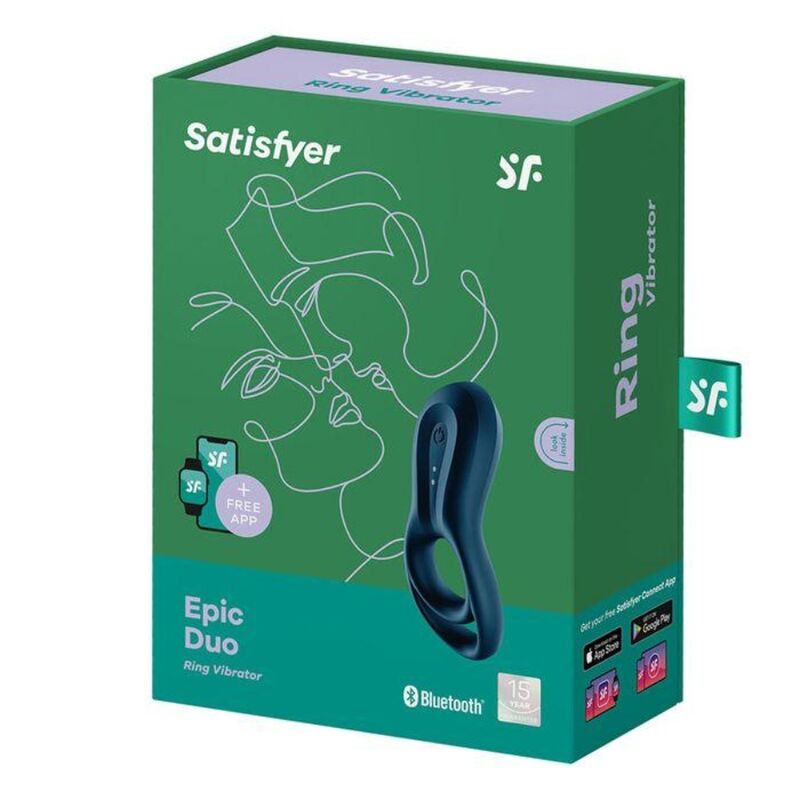 SATISFYER - APPLICATION EPIC DUO RING VIBRATOR BLEU