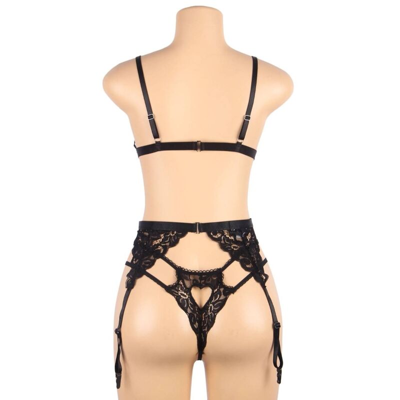 SUBBLIME - SET ENSEMBLE TROIS PIÈCES SOUTIEN-GORGE + PORTE-JARRETELLE + STRING S/M