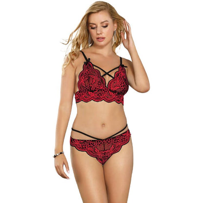 SUBBLIME - SET ENSEMBLE DEUX PIÈCES TOP ET CULOTTE EN DENTELLE S/M