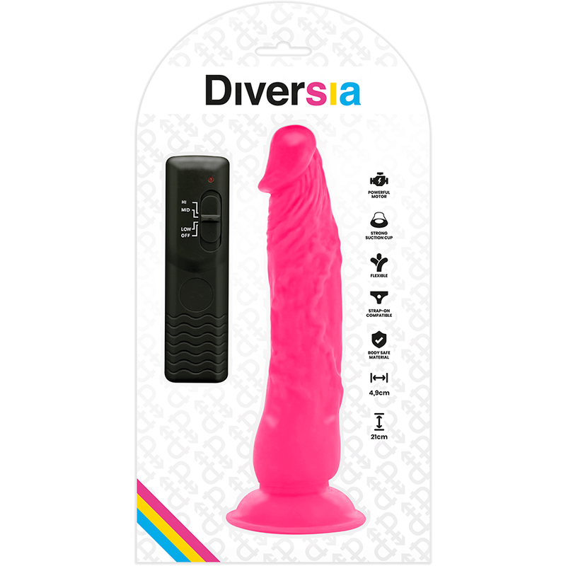 DIVERSIA - DILDO VIBRANT FLEXIBLE ROSE 21 CM -O- 4.9 CM