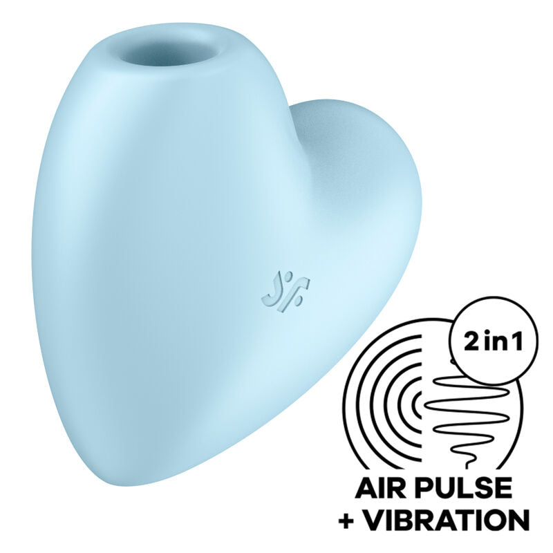 SATISFYER - STIMULATEUR ET VIBRATEUR CUTIE HEART AIR PULSE BLEU