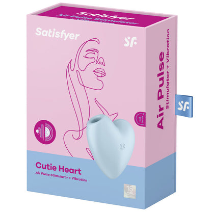 SATISFYER - STIMULATEUR ET VIBRATEUR CUTIE HEART AIR PULSE BLEU