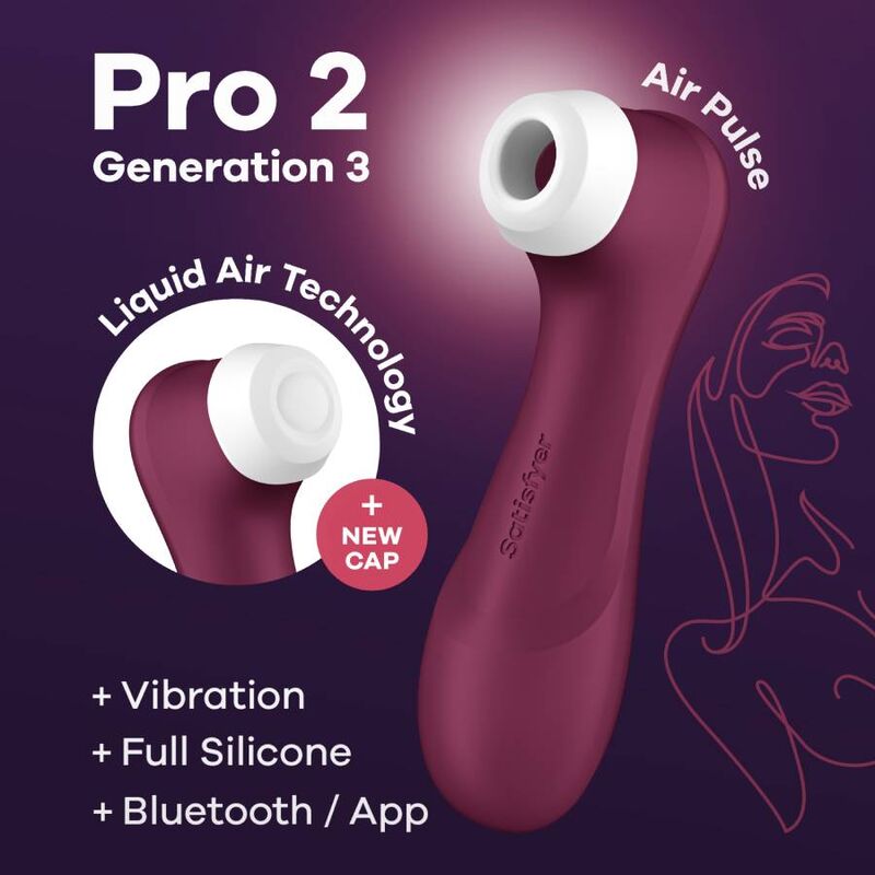 SATISFYER - PRO 2 GENERACIÓN 3 VIN ROUGE BLUETOOTH ET APPLICATION