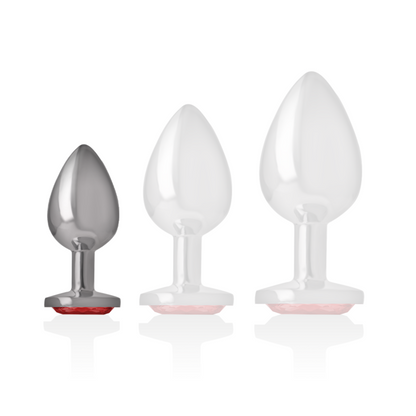 INTENSE - PLUG ANAL EN MÉTAL ALUMINIUM AVEC CRISTAL ROUGE TAILLE S