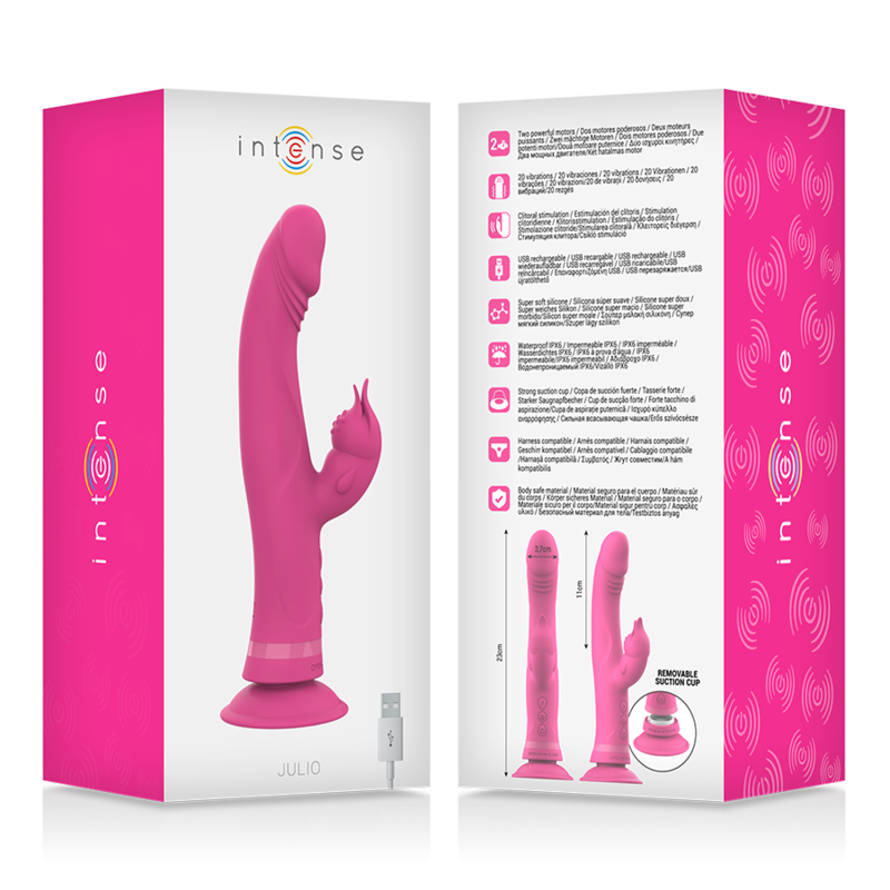 INTENSE - VIBRATEUR JULIO RABBIT SILICONE ROSE