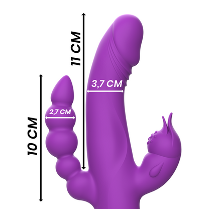 INTENSE - VIBRATEUR EN SILICONE CASANOVA RABBIT TRIPLE MOTEUR VIOLET