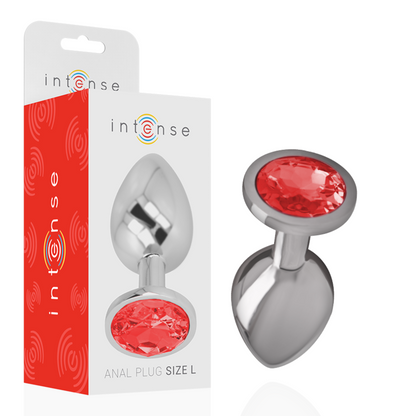 INTENSE - PLUG ANAL EN MÉTAL ALUMINIUM AVEC CRISTAL ROUGE TAILLE L