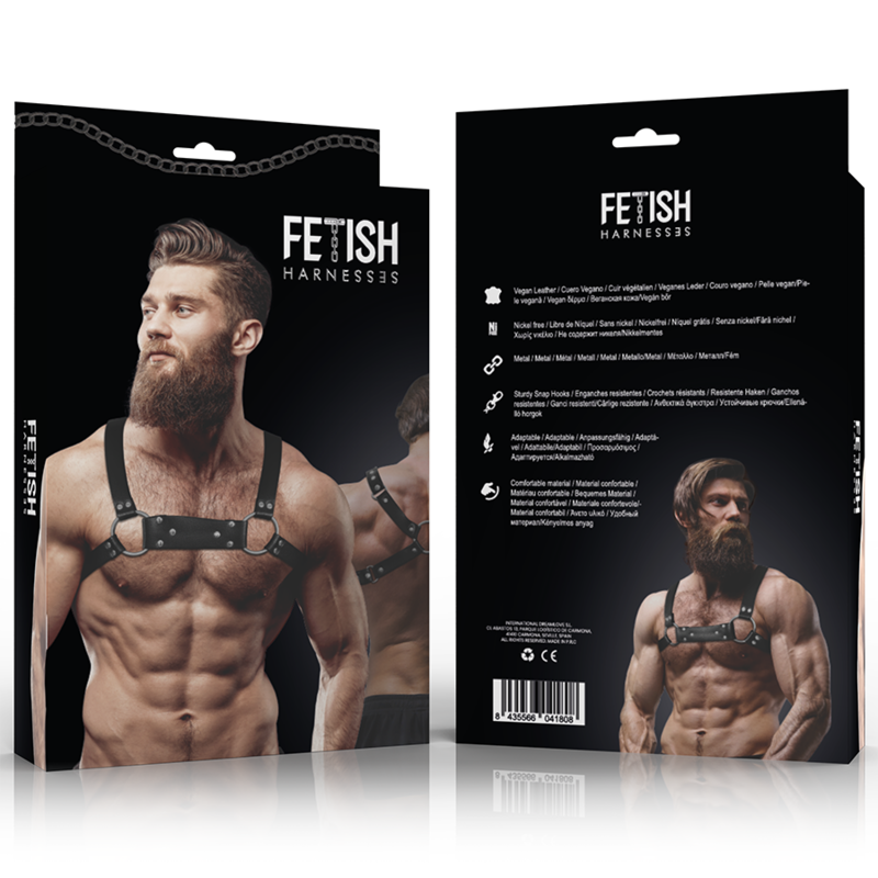 FETISH SUBMISSIVE ATTITUDE - HARNAIS POITRINE BULLDOG EN CUIR ÉCOLOGIQUE POUR HOMMES TAILLE M/L