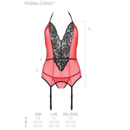 PASSION - PEONIA CORSET LIGNE ÉROTIQUE ROUGE S/M