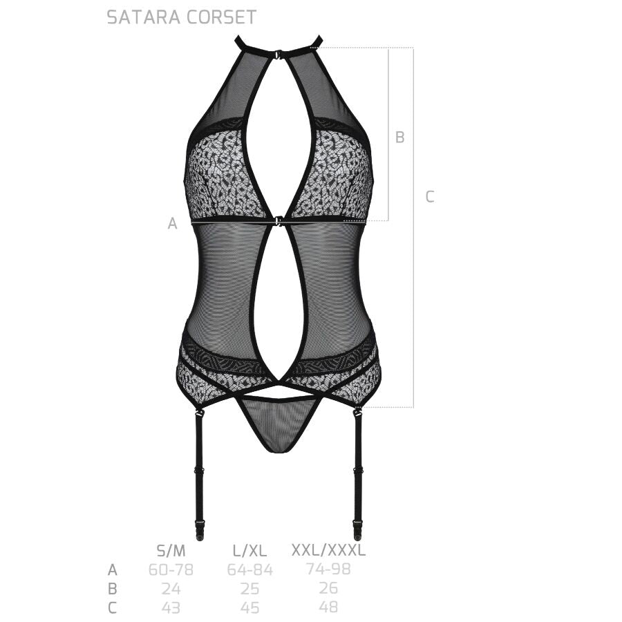 PASSION - CORSET SATARA LIGNE ÉROTIQUE NOIR S/M