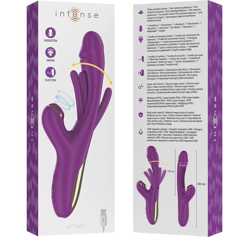 INTENSE - ATENEO VIBRATEUR MULTIFONCTION RECHARGEABLE 7 VIBRATIONS AVEC LANGUE OSCILLANTE ET SUCER VIOLET