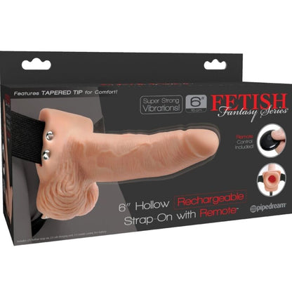 FETISH FANTASY SERIES - HARNAIS RÉGLABLE TÉLÉCOMMANDE PÉNIS RÉALISTE AVEC TESTICULES RECHARGEABLES ET VIBRATEUR 15 CM