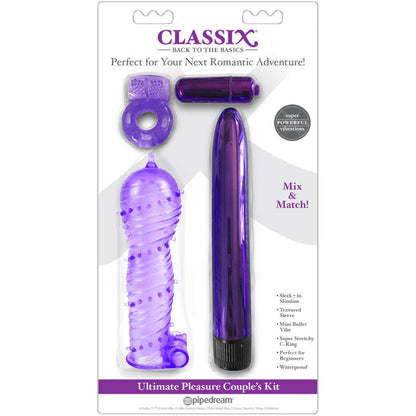 CLASSIX - KIT POUR COUPLES AVEC ANNEAU, GAINE ET BALLES VIOLES