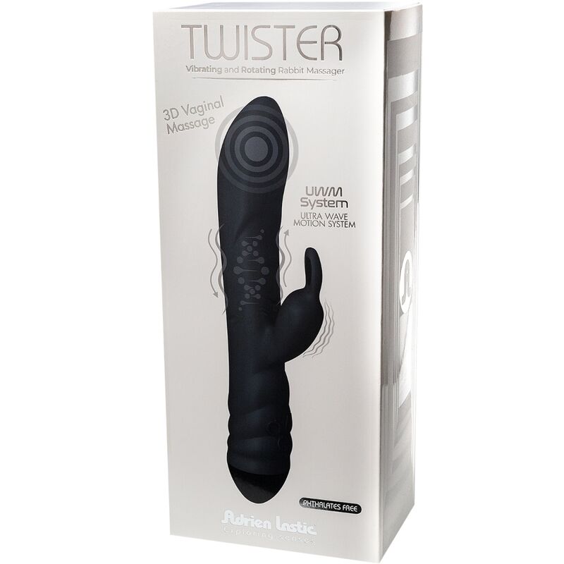 ADRIEN LASTIC - VIBRATEUR TWISTER ET MASSEUR ROTATEUR LAPIN NOIR