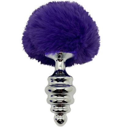 ALIVE - PLUG DE PLAISIR ANAL SPIRAL METAL FLUFFY VIOLET FONCÉ TAILLE M