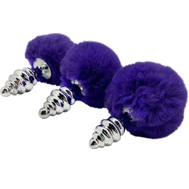 ALIVE - PLUG DE PLAISIR ANAL SPIRAL METAL FLUFFY VIOLET FONCÉ TAILLE M