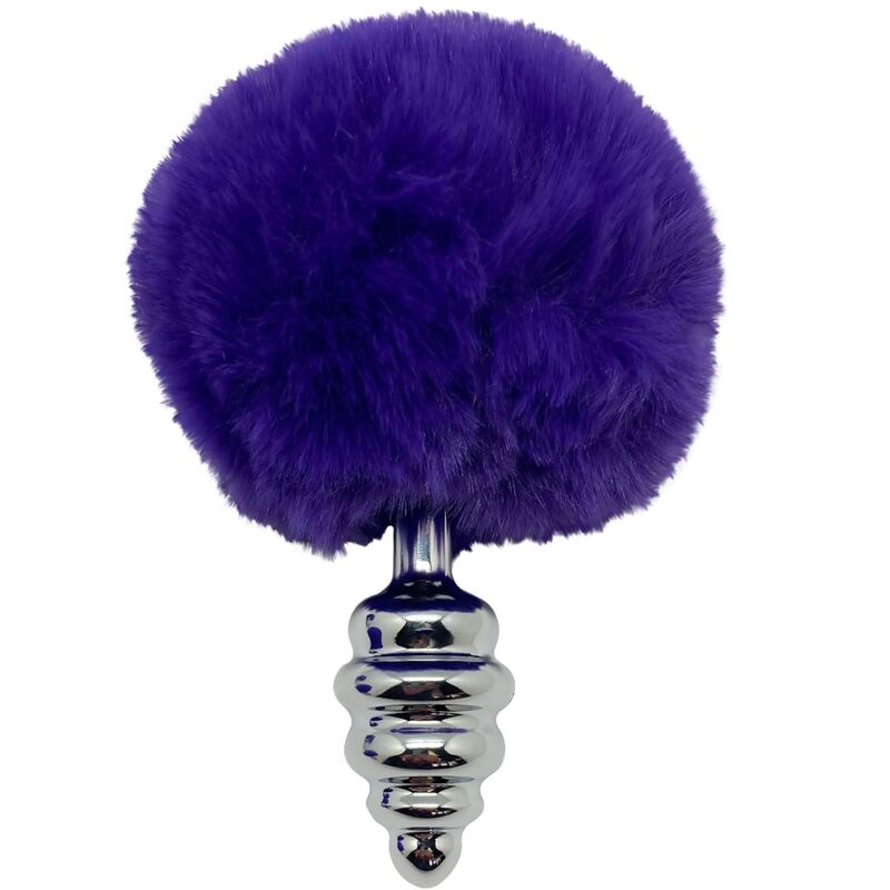 ALIVE - PLUG DE PLAISIR ANAL SPIRAL METAL FLUFFY VIOLET FONCÉ TAILLE S