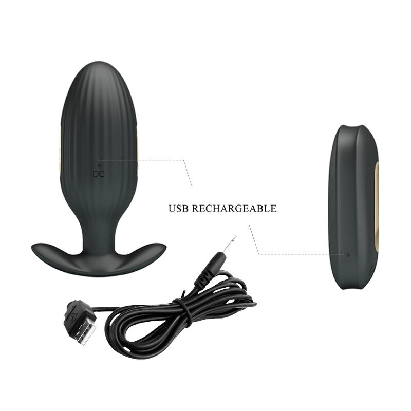 PRETTY LOVE - VIBRATEUR ANAL RECHARGEABLE KELLY PLUG NOIR