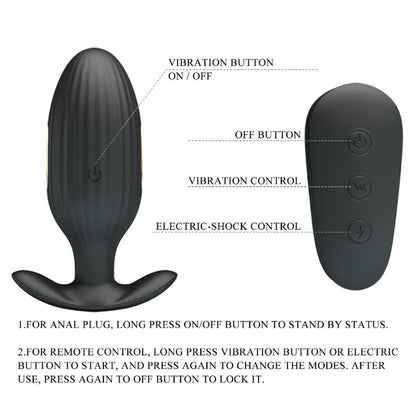 PRETTY LOVE - VIBRATEUR ANAL RECHARGEABLE KELLY PLUG NOIR