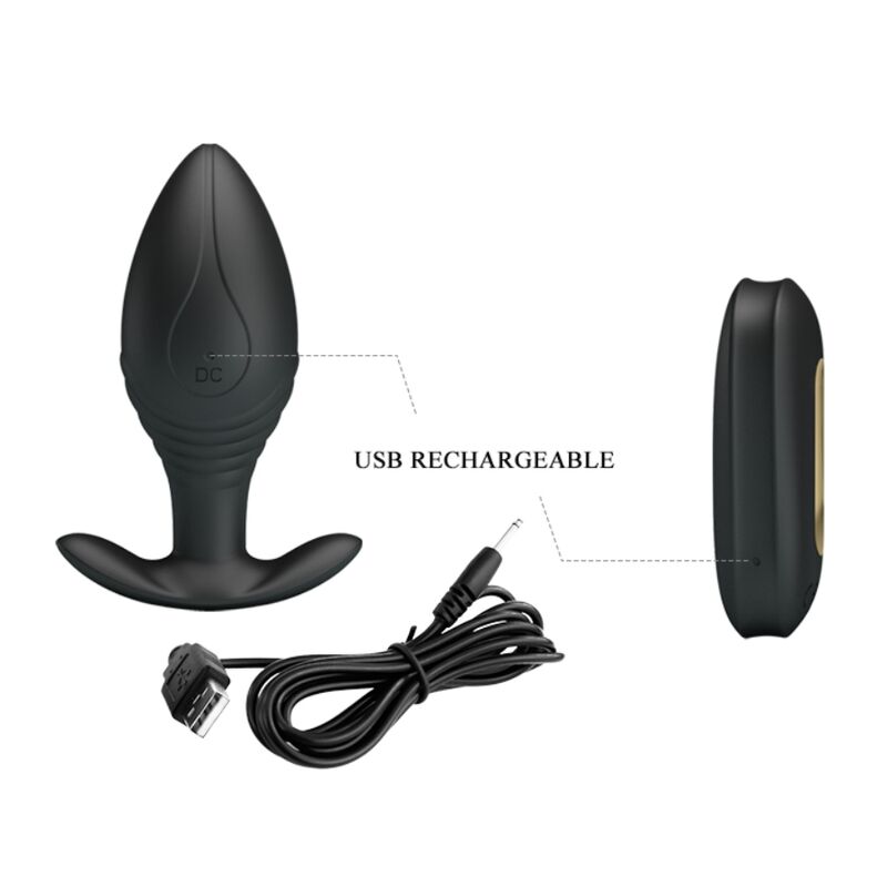 PRETTY LOVE - VIBRATEUR RECHARGEABLE REGINA ANAL PLUG NOIR