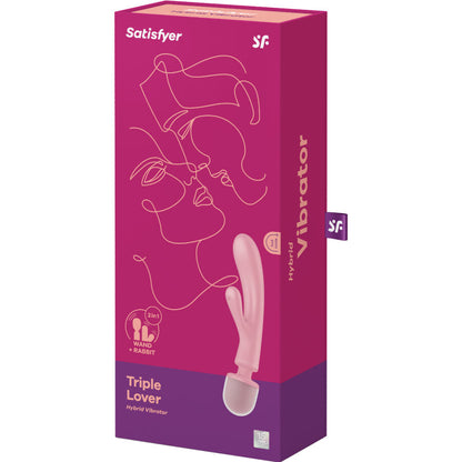 SATISFYER - MASSEUR VIBRATEUR LAPIN TRIPLE LOVER ROSE