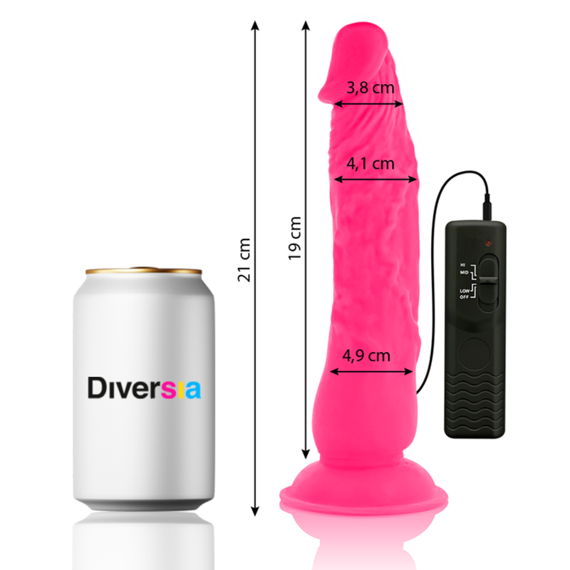 DIVERSIA - DILDO VIBRANT FLEXIBLE ROSE 21 CM -O- 4.9 CM