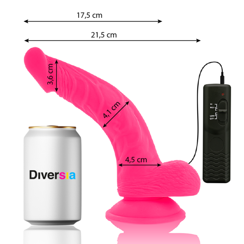 DIVERSIA - DILDO VIBRANT FLEXIBLE ROSE 21.5 CM -O- 4.5 CM