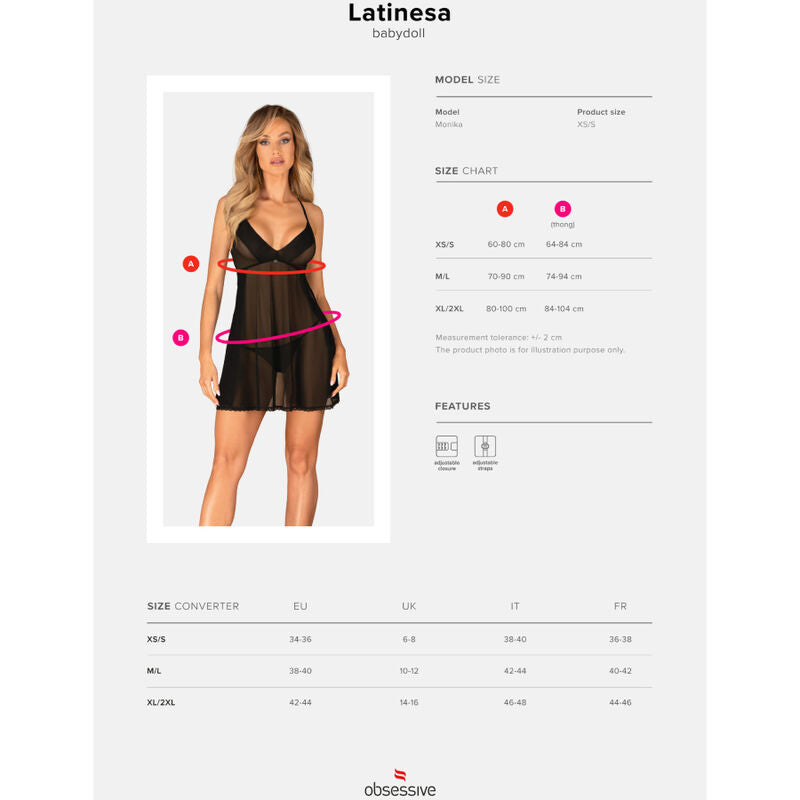 OBSESSIVE - LATINESA BABYDOLL & STRING XS/S