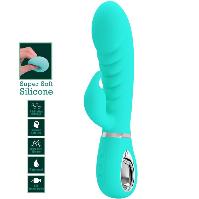 PRETTY LOVE - VIBRATEUR MULTIFONCTION G-SPOT PRESCOTT VERT AQUA