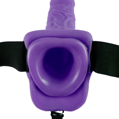 FETISH FANTASY SERIES - 7 STRAP-ON CREUX VIBRANT AVEC BILLES 17.8CM VIOLET