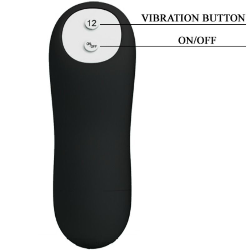 PRETTY LOVE - PLUG ANAL SILICONE EXTRA STIMULATION ET 12 MODES DE VIBRATION NOIR