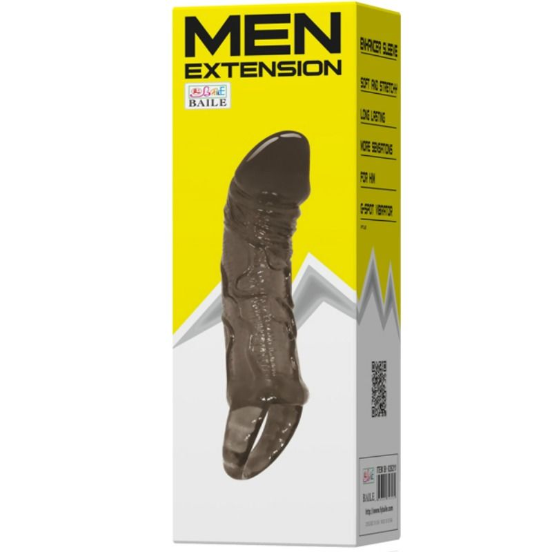 BAILE - GAINE DEXTENSION DE PÉNIS AVEC SANGLE POUR TESTICULES 11.5 CM