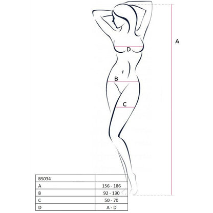 PASSION - FEMME BS034 BODYSTOCKING NOIR TAILLE UNIQUE