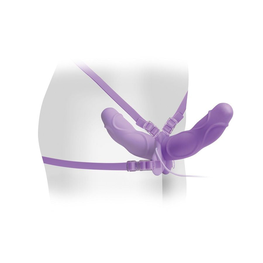 FETISH FANTASY ELITE - VIBRATING DOUBLE DELIGHT STRAP-ON PURPLE