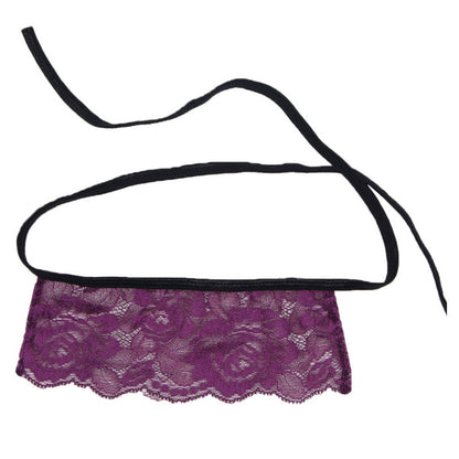 SUBBLIME - CORSET THONG ET YEUX BANDES NOIR ET VIOLET S / M