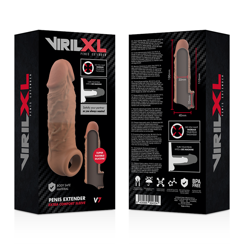 VIRILXL - EXTENSION DE PÉNIS EN SILICONE LIQUIDE V7 MARRON